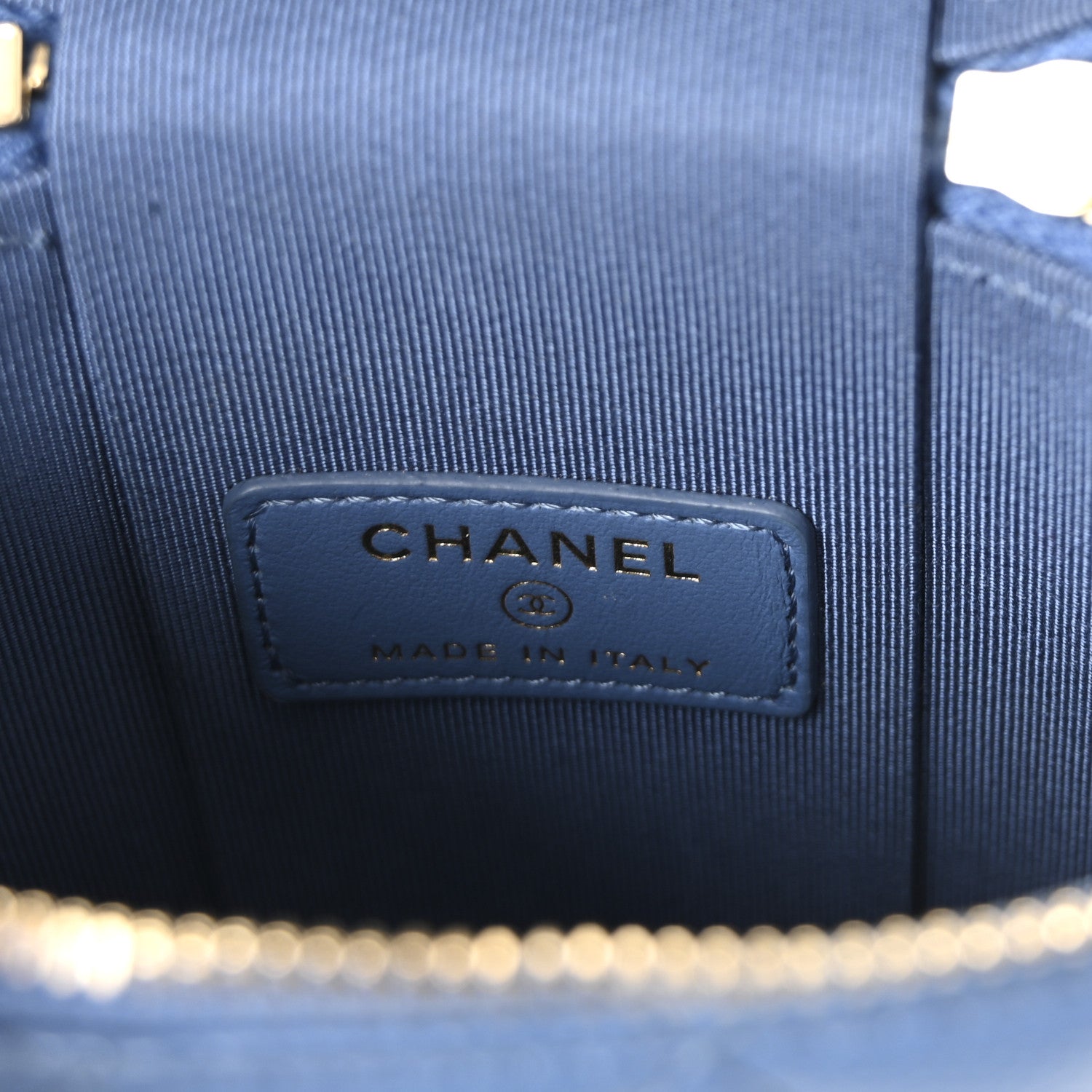 Chanel Caviar Quilted Phone Holder With Chain Blue