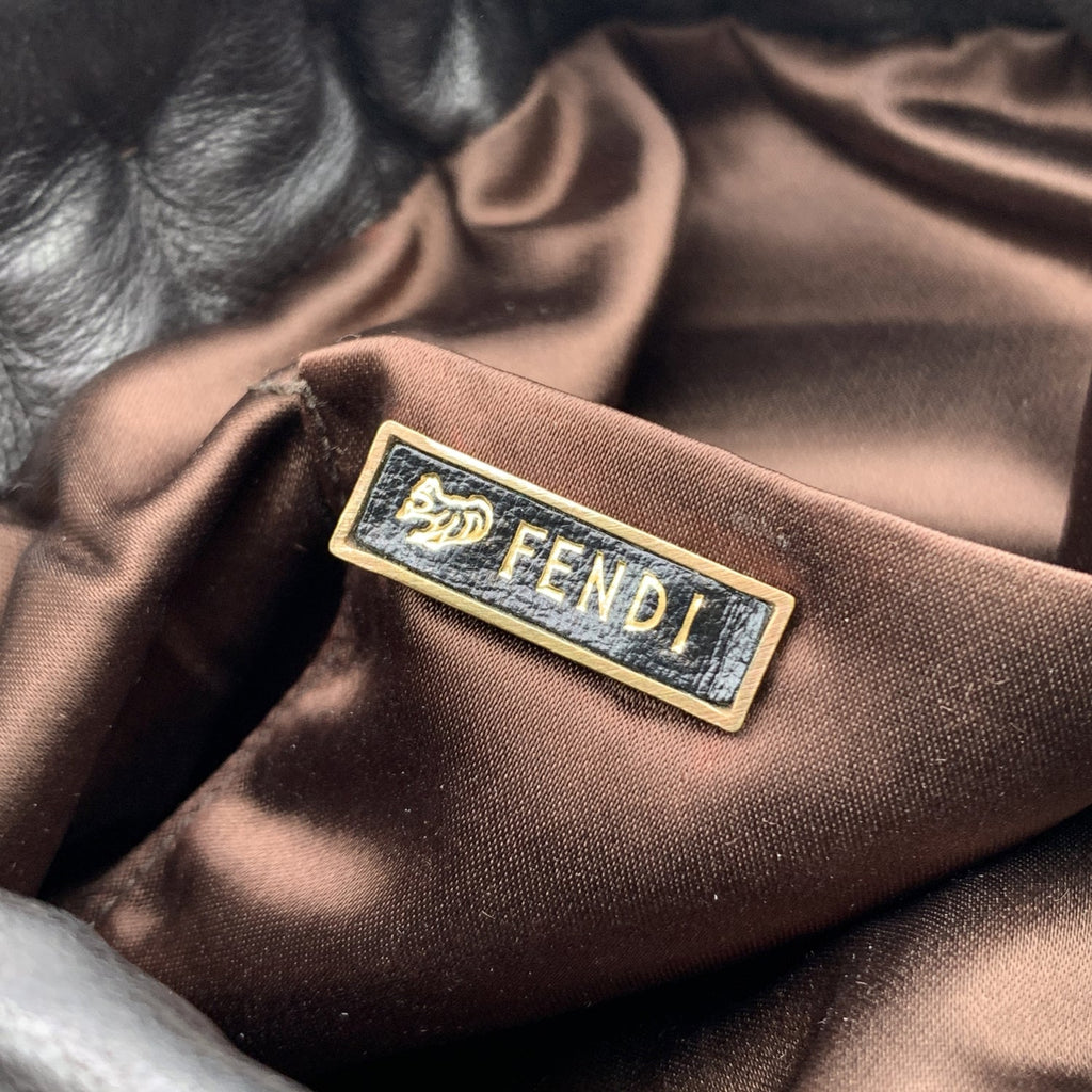 FENDI Vintage Rare Dark Brown Nappa Leather Handbag Satchel