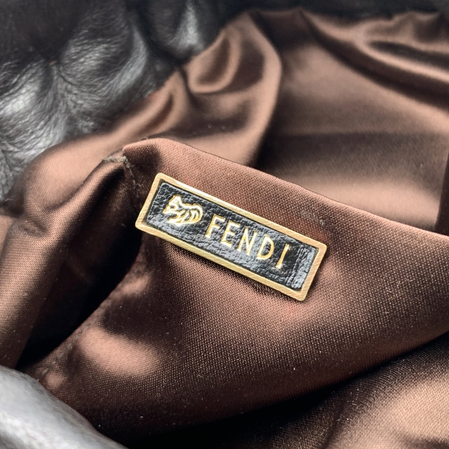 FENDI Vintage Rare Dark Brown Nappa Leather Handbag Satchel