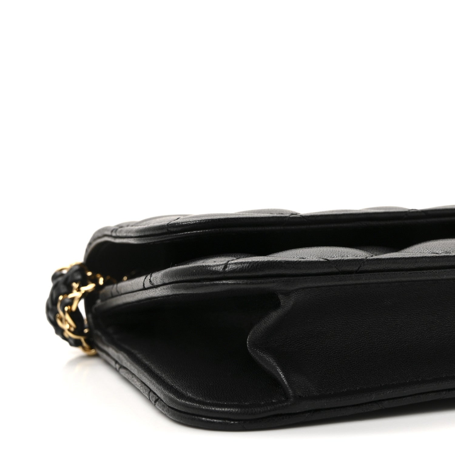 Chanel Lambskin Quilted Flap Shoulder Bag Chain Black