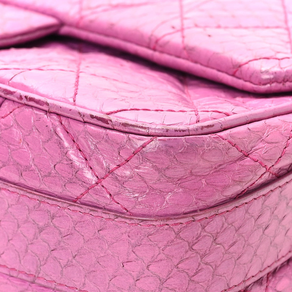 Chanel Elaphe Snakeskin Quilted Medium Easy Carry Flap Purple