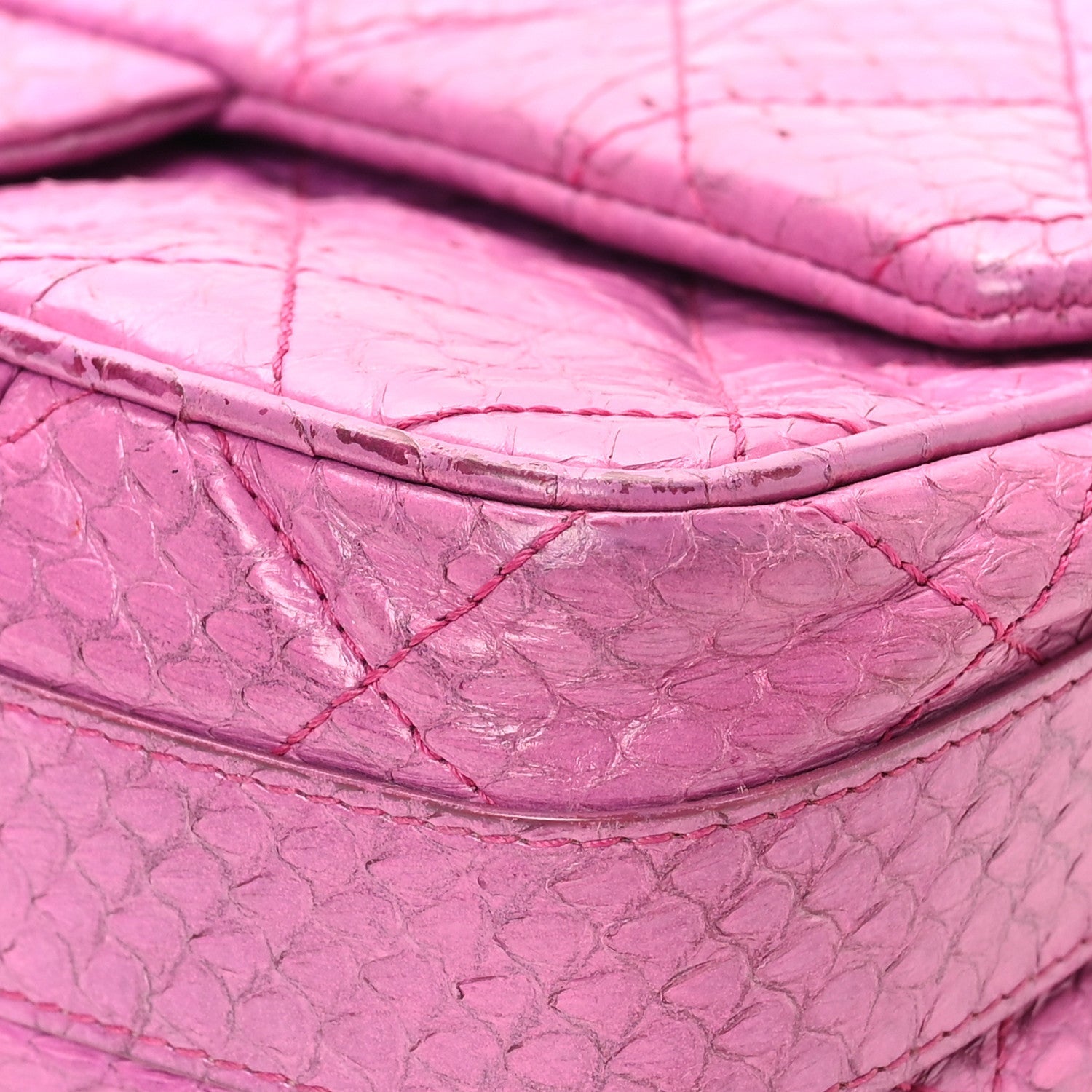 Chanel Elaphe Snakeskin Quilted Medium Easy Carry Flap Purple