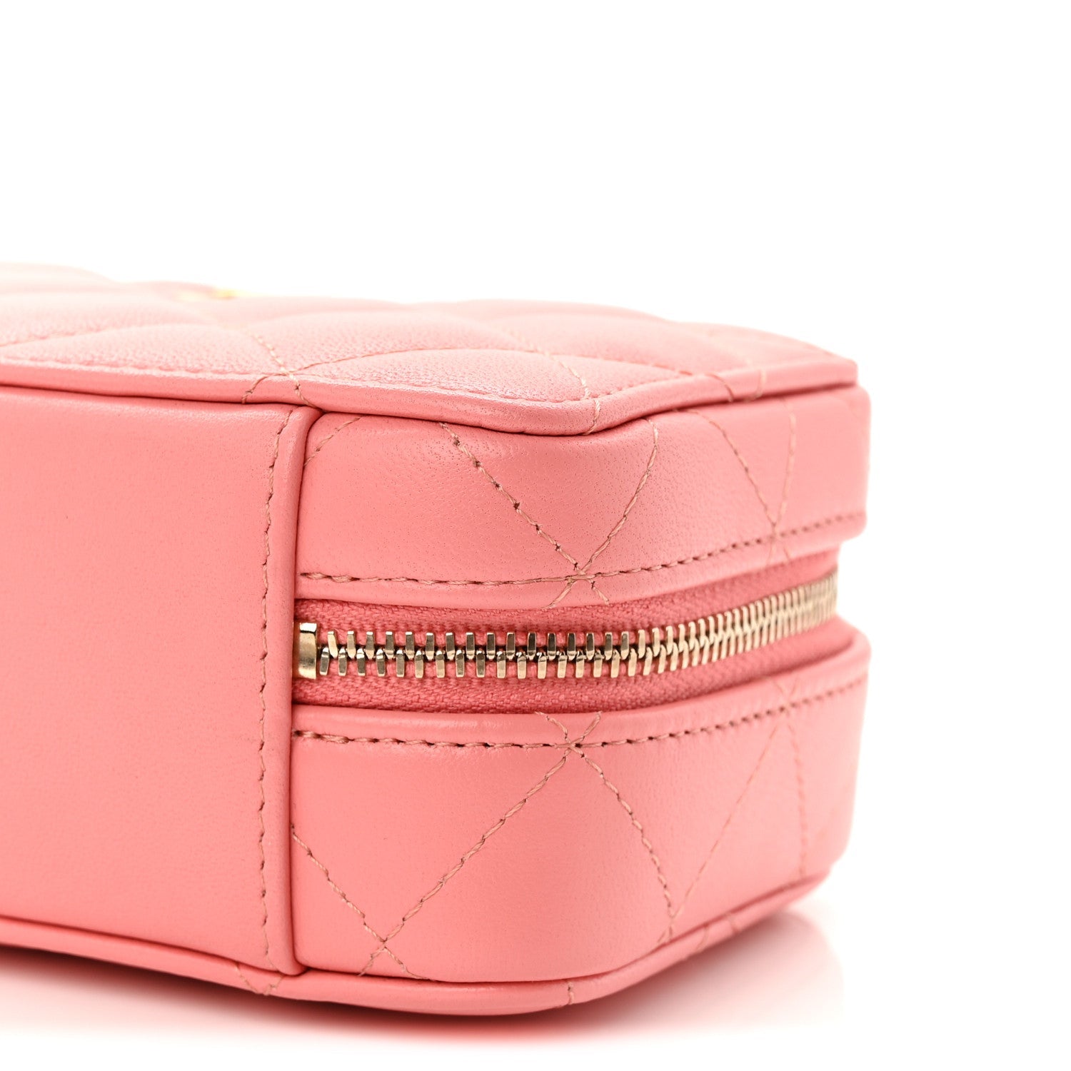 Chanel Lambskin Quilted Top Handle Mini Vanity Case Pink