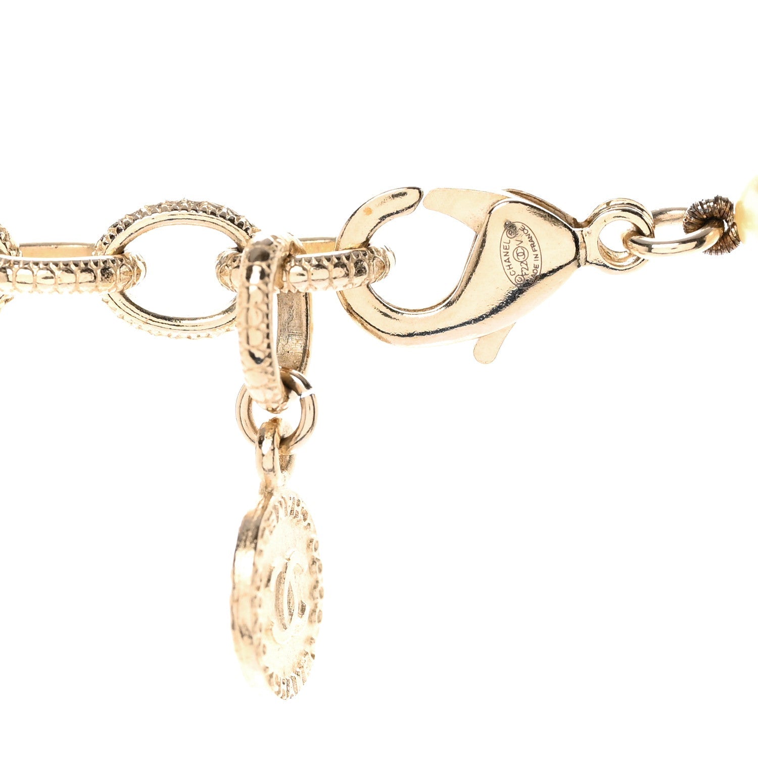 Pearl CC 100th Anniversary Necklace Light Gold
