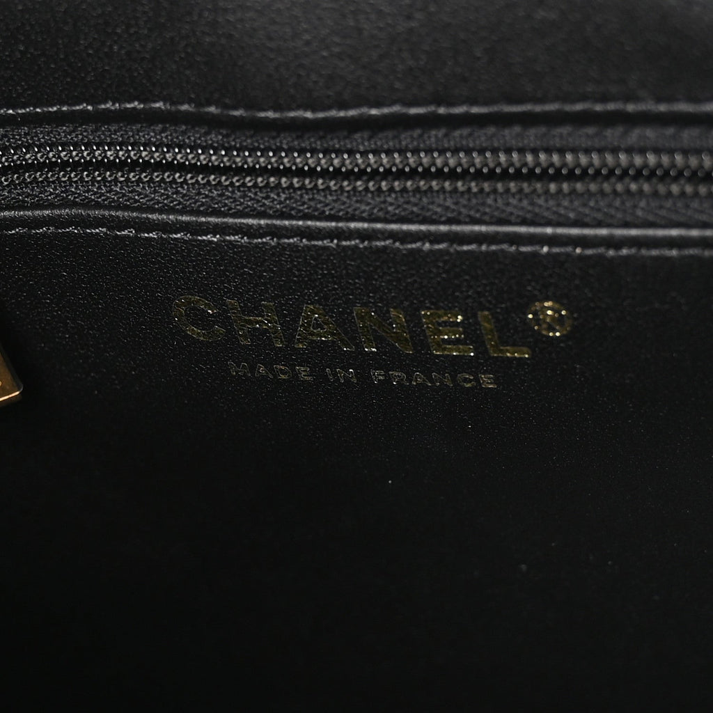 Chanel Shiny Aged Calfskin Quilted Nano Kelly Shopper Black