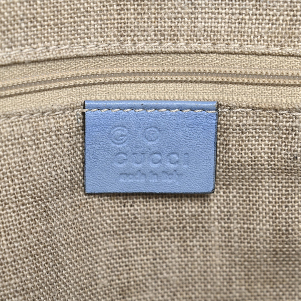 Gucci Soft Microguccissima Small Zippered Satchel Light Blue