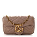 Gucci Calfskin Matelasse Super Mini GG Marmont Shoulder Bag Porcelain Rose