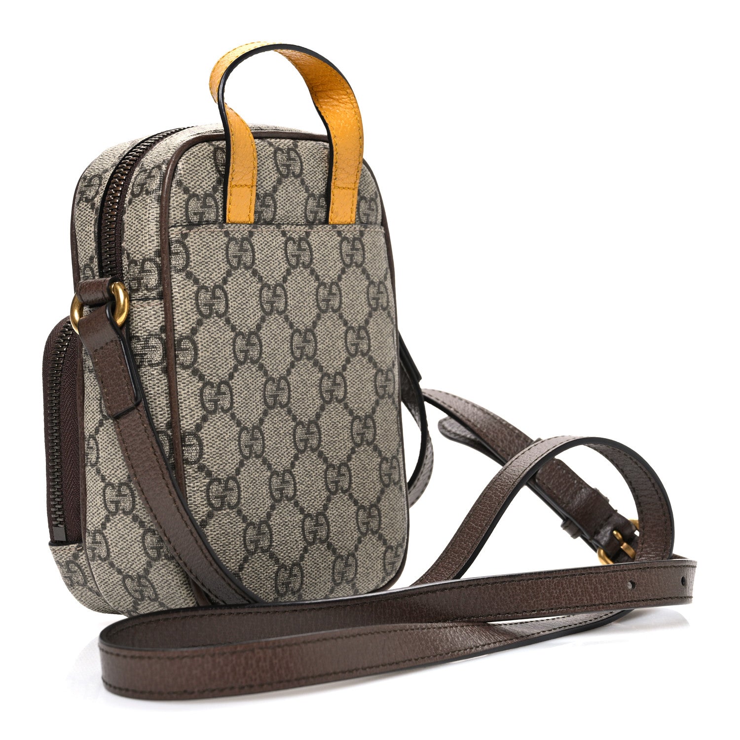 Gucci GG Supreme Monogram Mini Neo Vintage Double Zip Messenger Bag Beige New Acero Crop