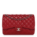 Chanel Caviar Quilted Jumbo Double Flap Dark Red