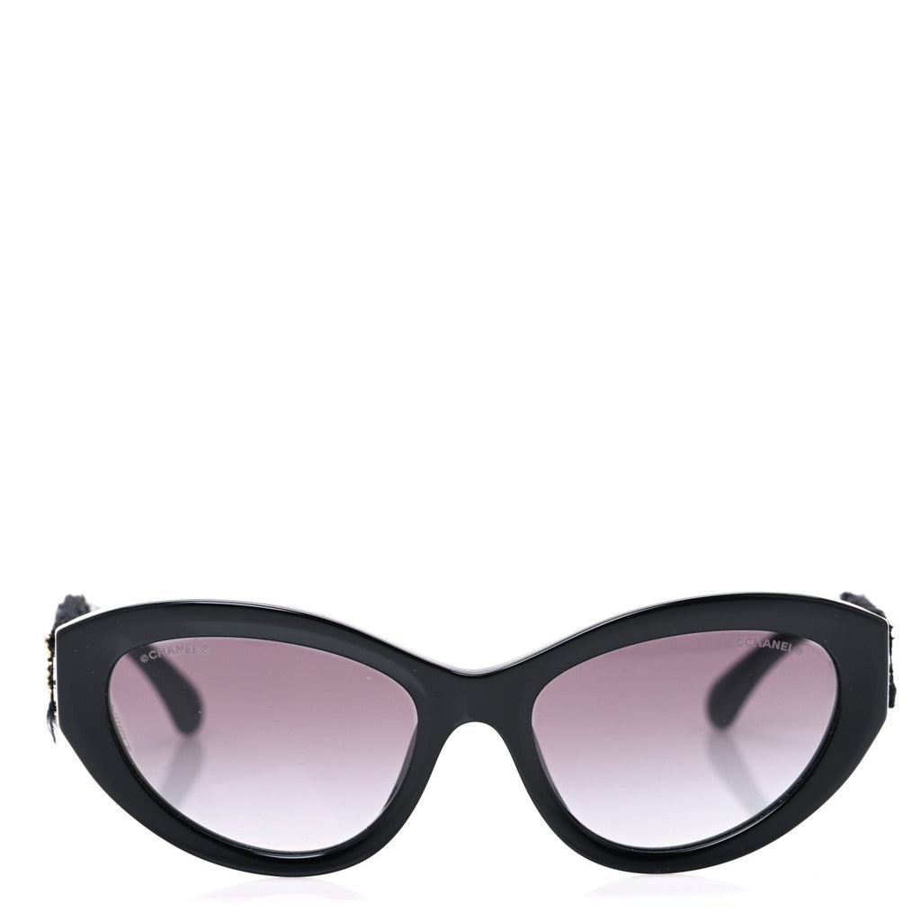 Acetate Tweed Wool CC Chain Sunglasses 5513 Black
