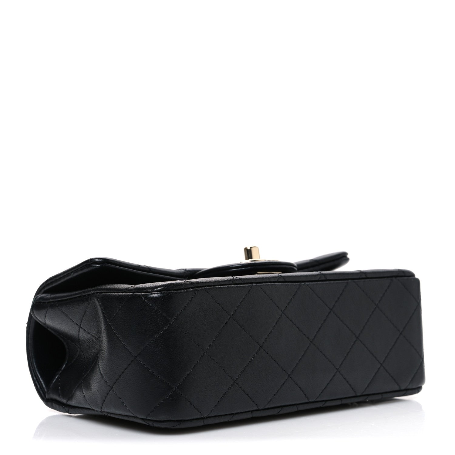 Chanel Lambskin Quilted Mini Top Handle Rectangular Flap Black