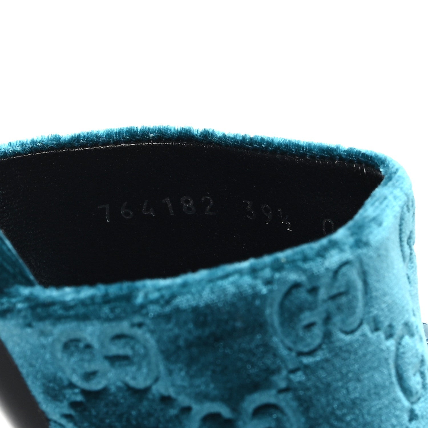 Gucci New Velvet Ashmir Regent Calfskin GG Monogram Square Toe Bow 45mm Slide Sandals Peacock Blue 39.5