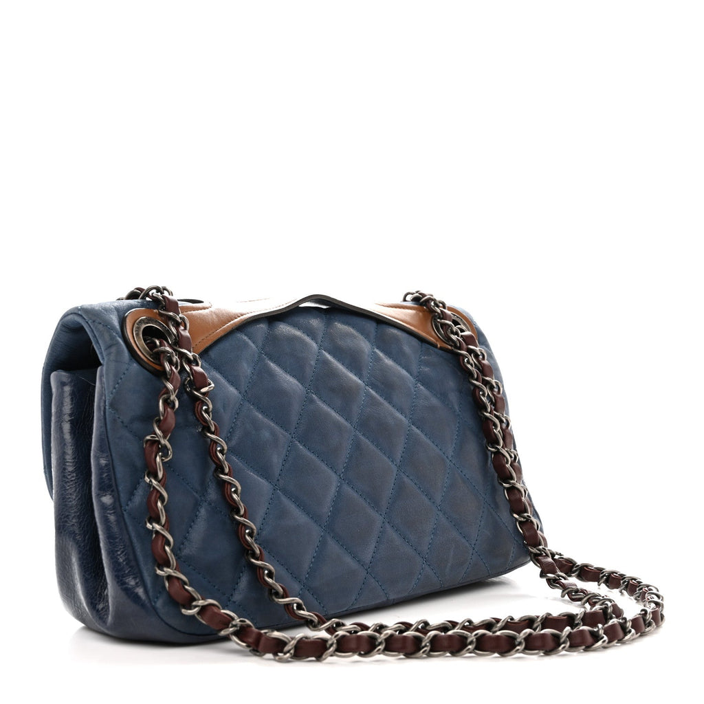 Chanel Iridescent Calfskin Medium In The Mix Flap Blue
