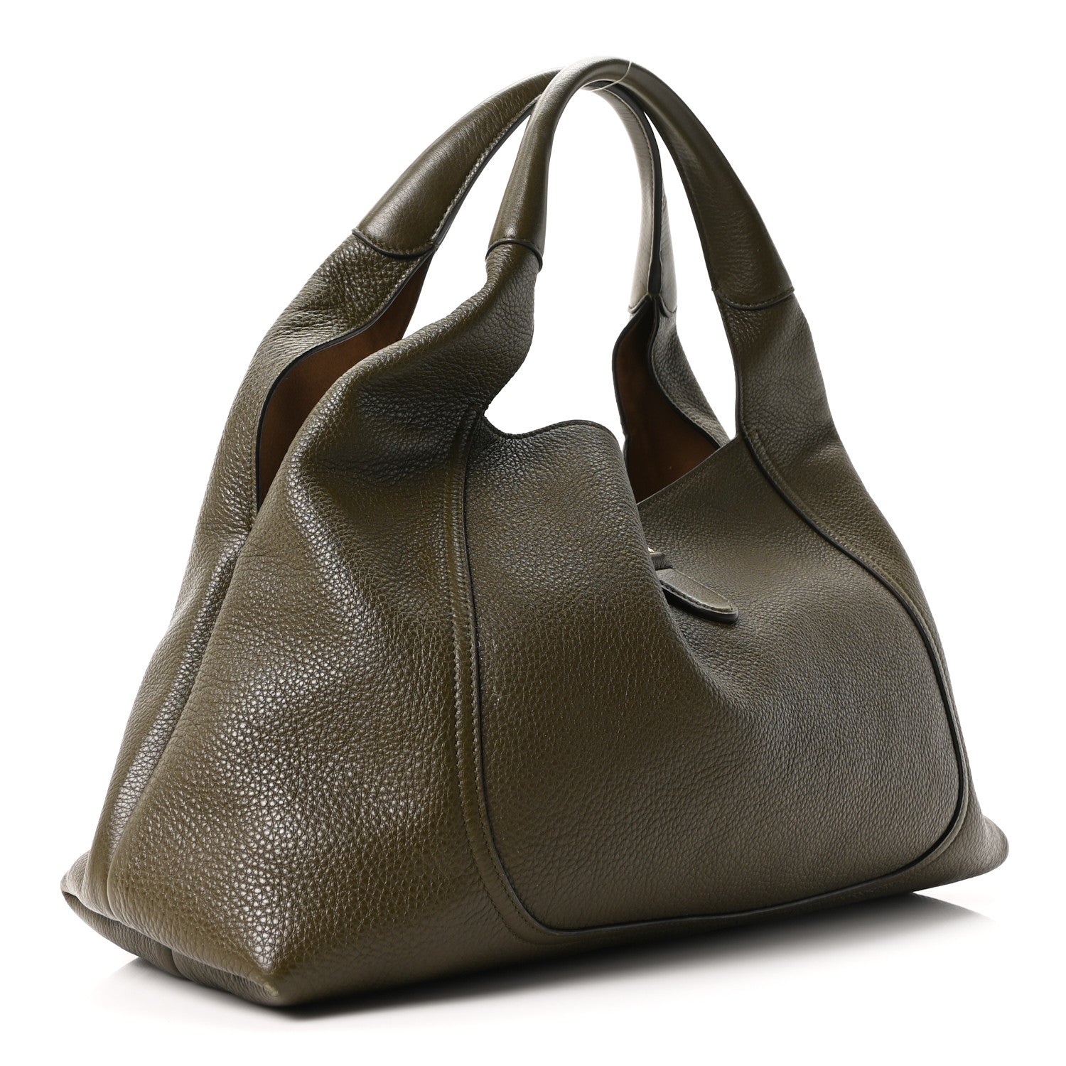Gucci Grained Calfskin Softbit Maxi Shoulder Bag Forest Green