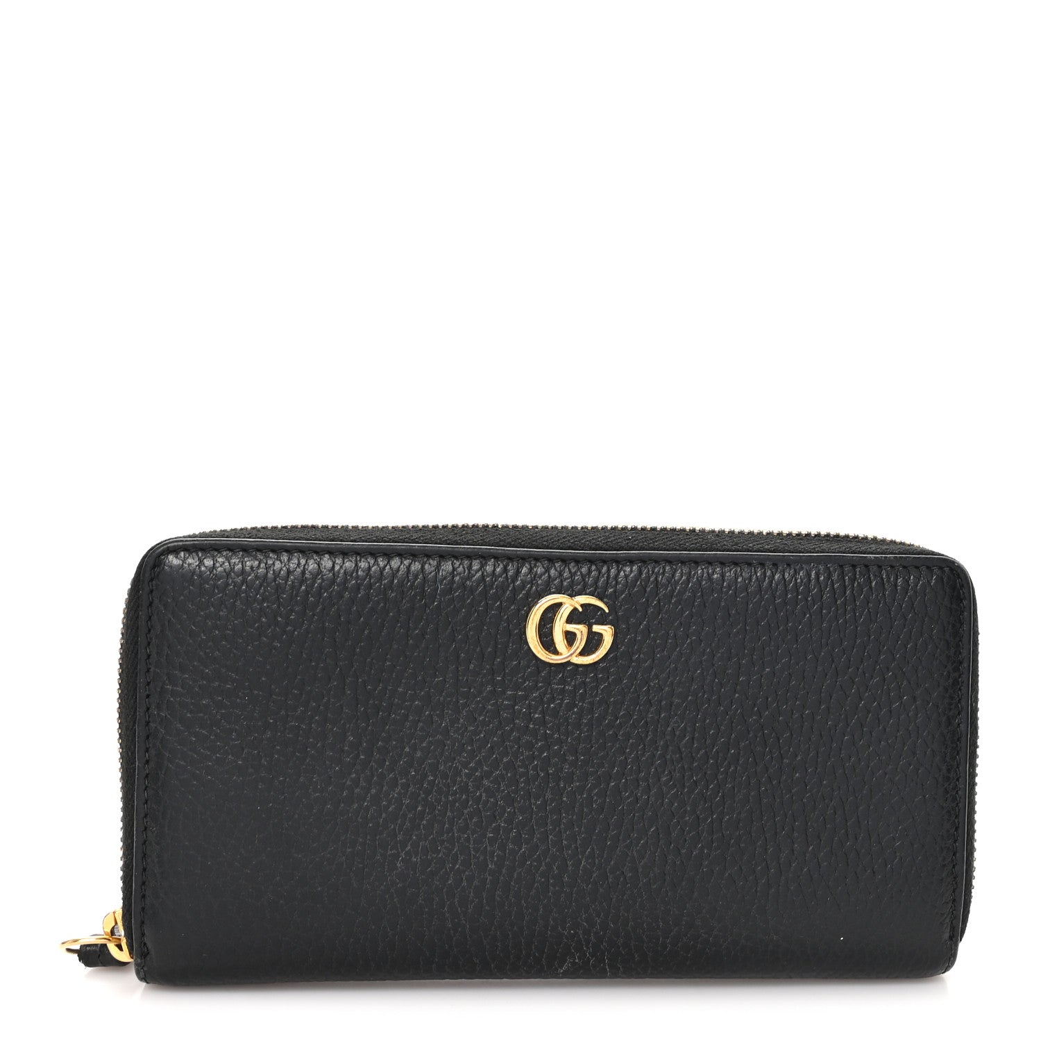 Gucci Dollar Calfskin GG Marmont Zip Around Wallet Black