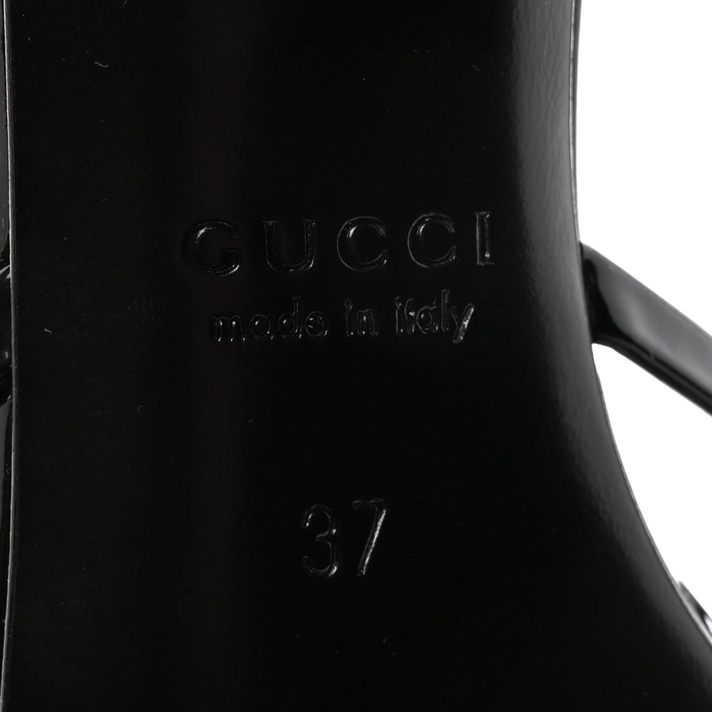 Gucci Vernice Crystal Sandals 37 Black