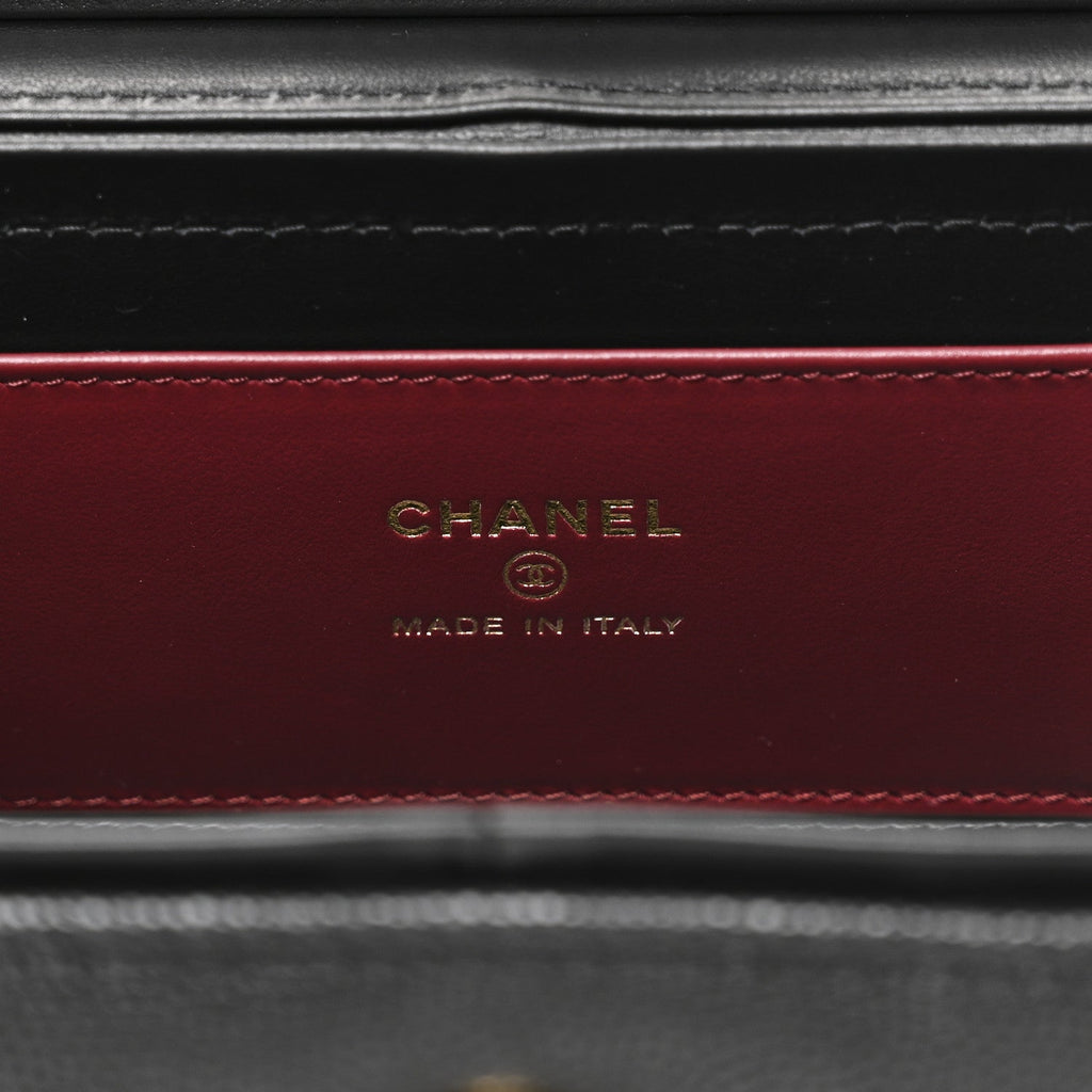 Chanel Shiny Caviar Preppy Coco Long Vanity With Strap Black