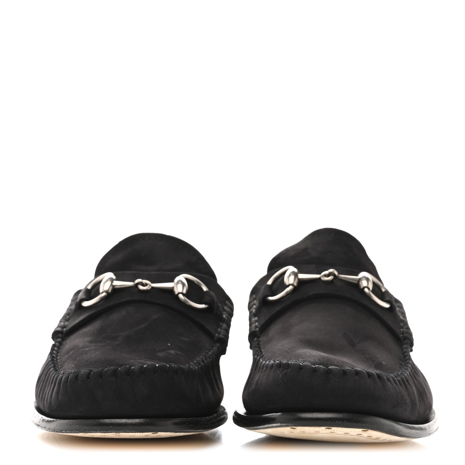Gucci Suede Calfskin Womens 1953 Horsebit Loafers 37 Black