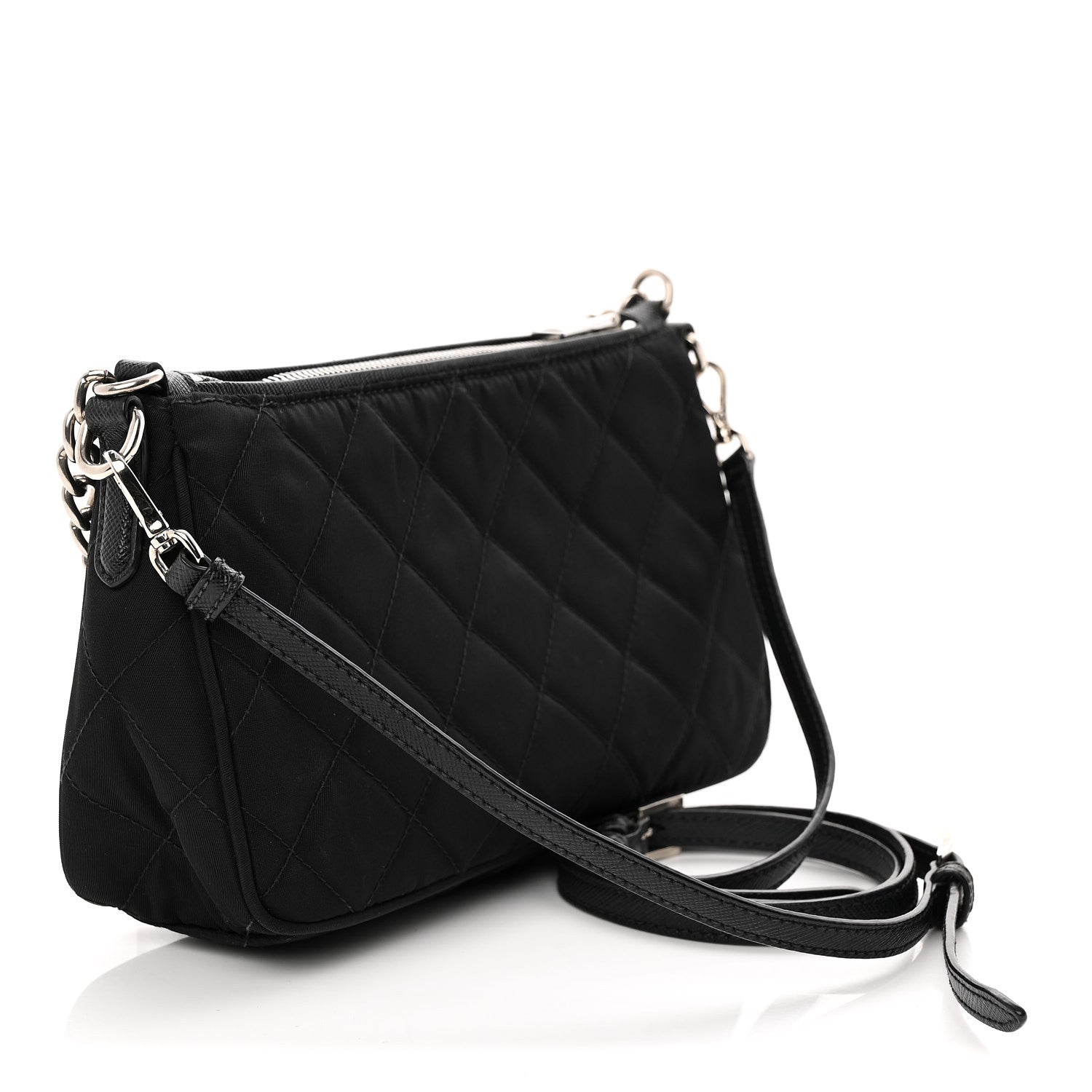 Prada Nylon Tessuto Impuntu Quilted Crossbody Bag Black