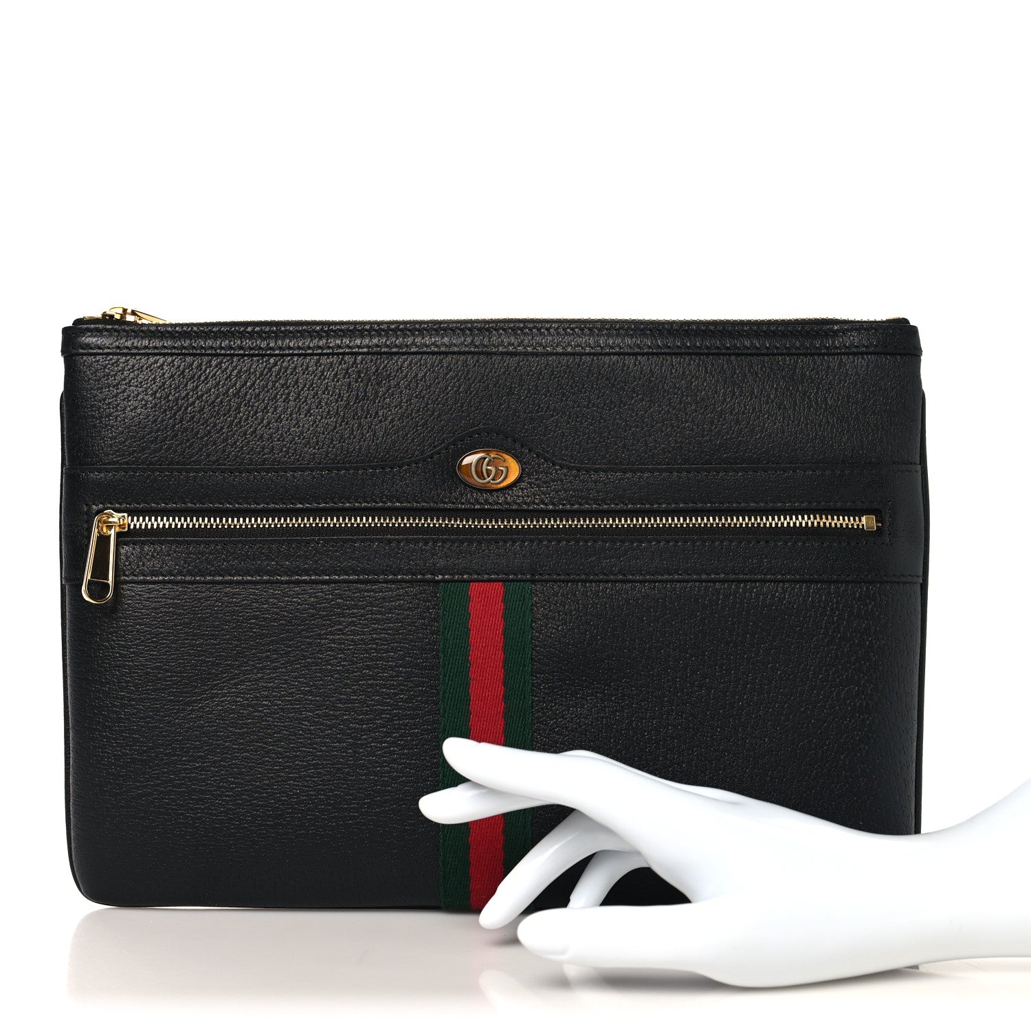 Gucci Calfskin Large Ophidia Pouch Clutch Black
