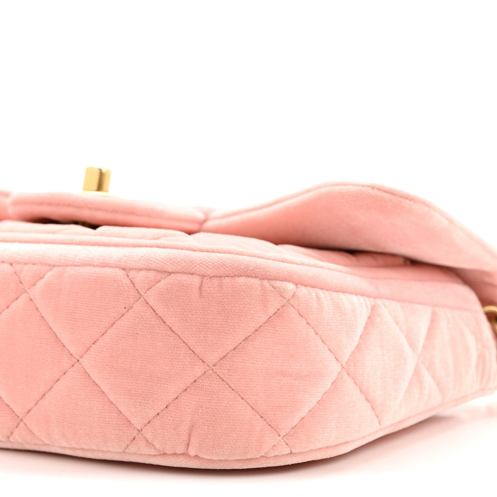 Chanel Velvet Quilted Mini Flap Pink