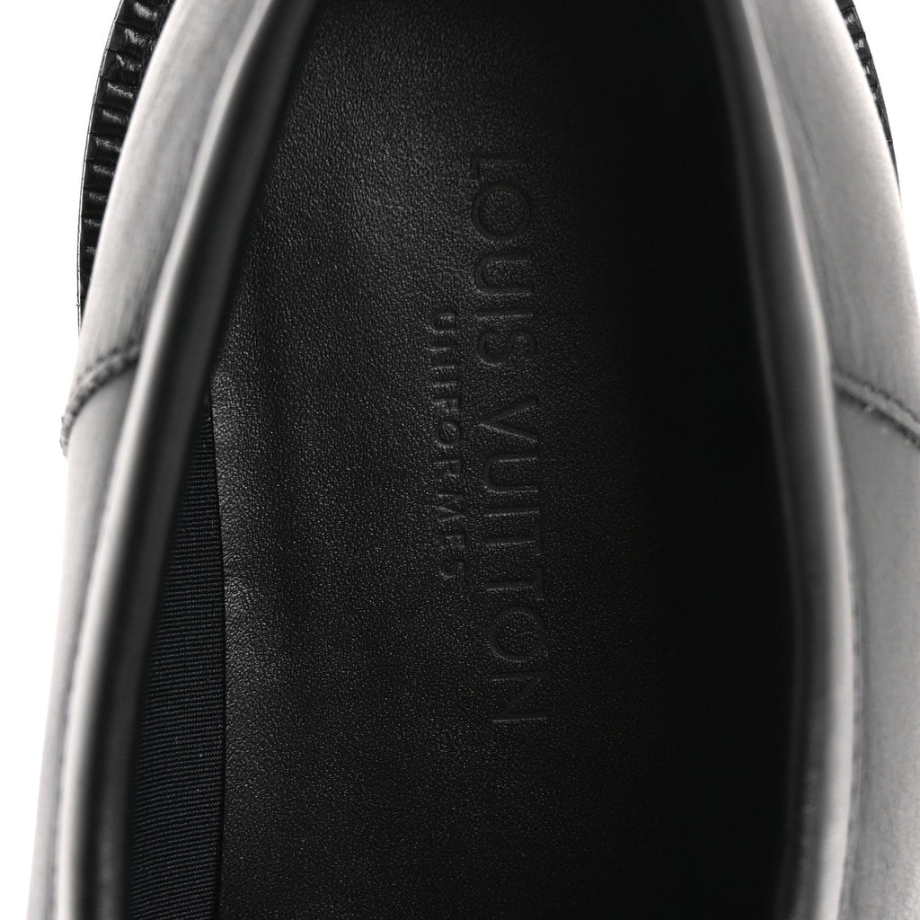 Louis Vuitton Calfskin Oversized Chain Academy Loafers 37.5 Black
