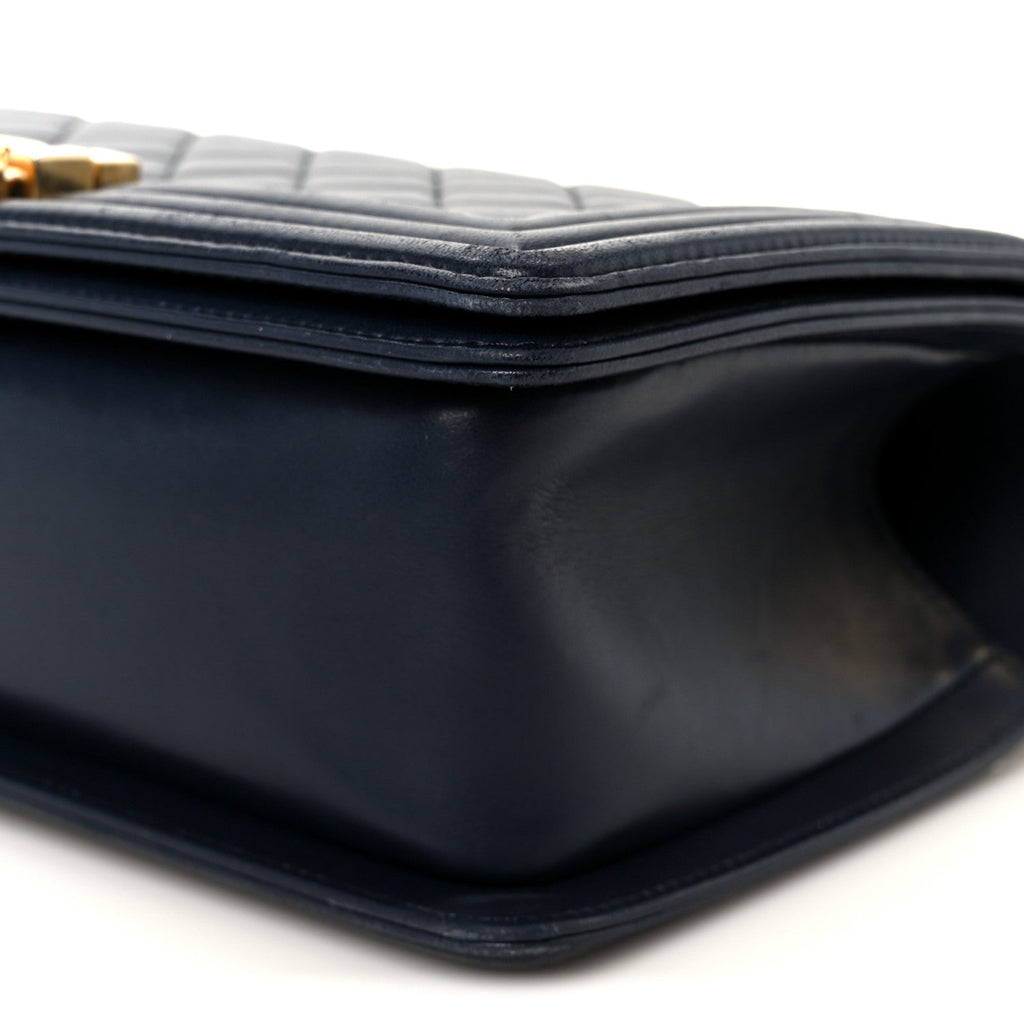 Chanel Lambskin Quilted Medium Boy Flap Dark Navy