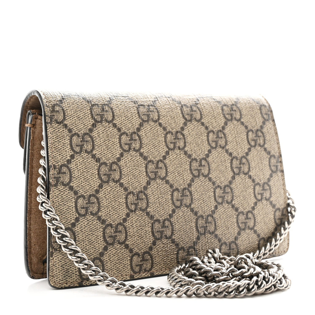 Gucci GG Supreme Monogram Super Mini Dionysus Shoulder Bag Taupe