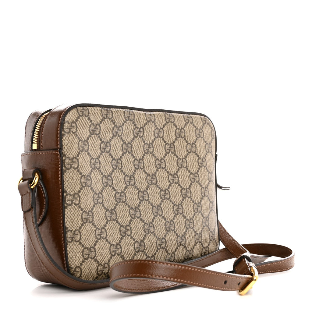 Gucci GG Supreme Monogram Small Horsebit 1955 Shoulder Bag Beige Brown Sugar