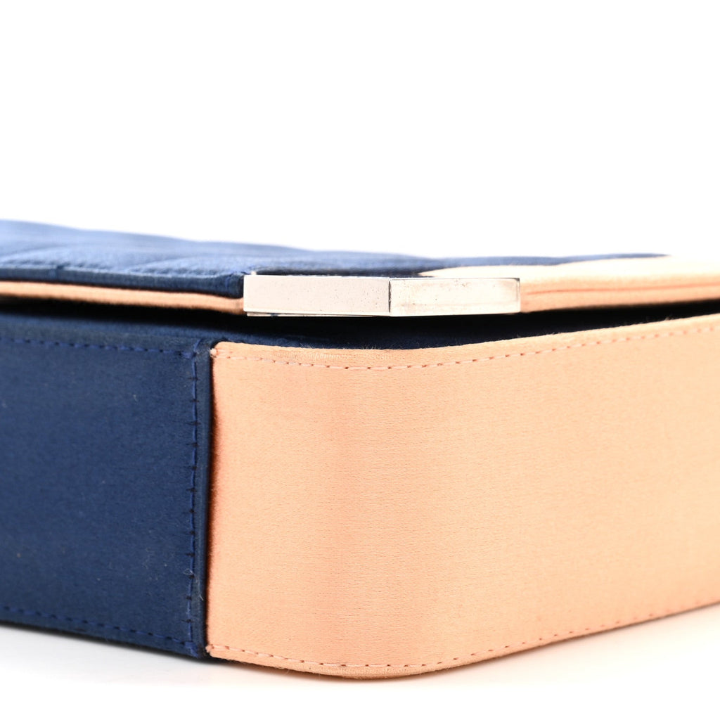 Chanel Satin Chocolate Bar Flap Blue Light Pink