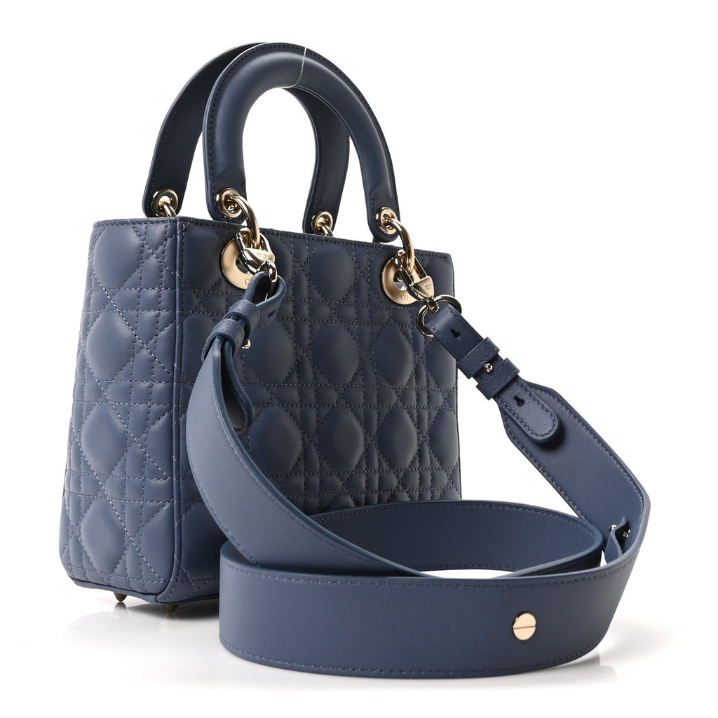 Christian Dior Lambskin Cannage Small My ABCDior Lady Dior Blue