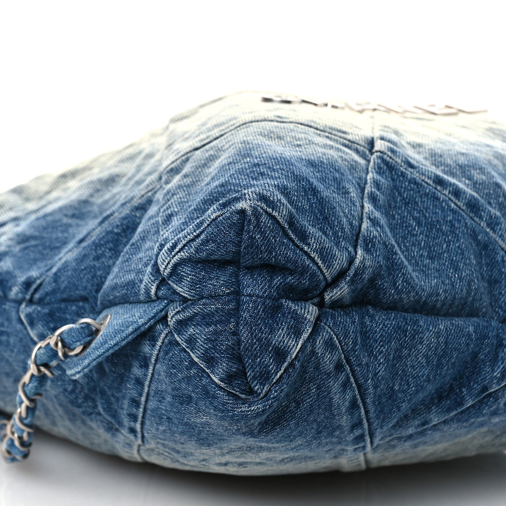 Chanel Denim Quilted Chanel 22 Backpack Blue