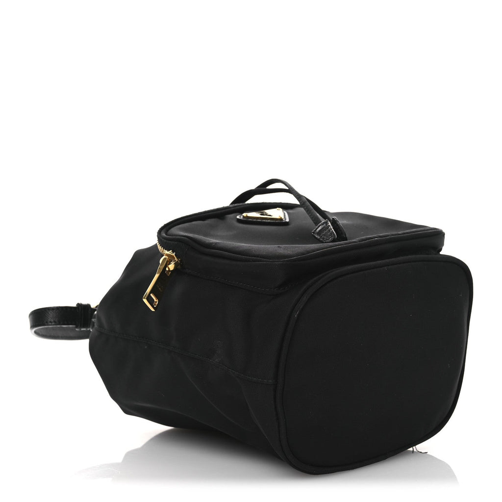 Prada Saffiano Tessuto Nylon Mini Bucket Crossbody Bag Black
