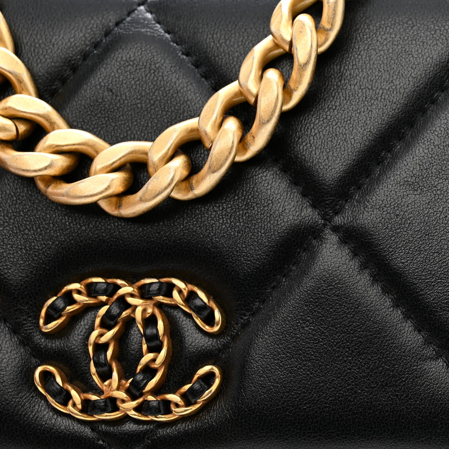 Chanel Lambskin Quilted Chanel 19 Wallet On Chain WOC Black