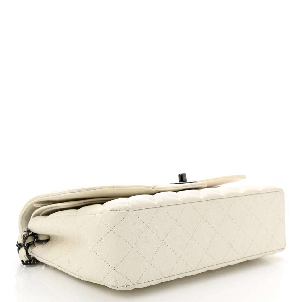 Chanel Crumpled Calfskin Quilted Medium Double Flap White