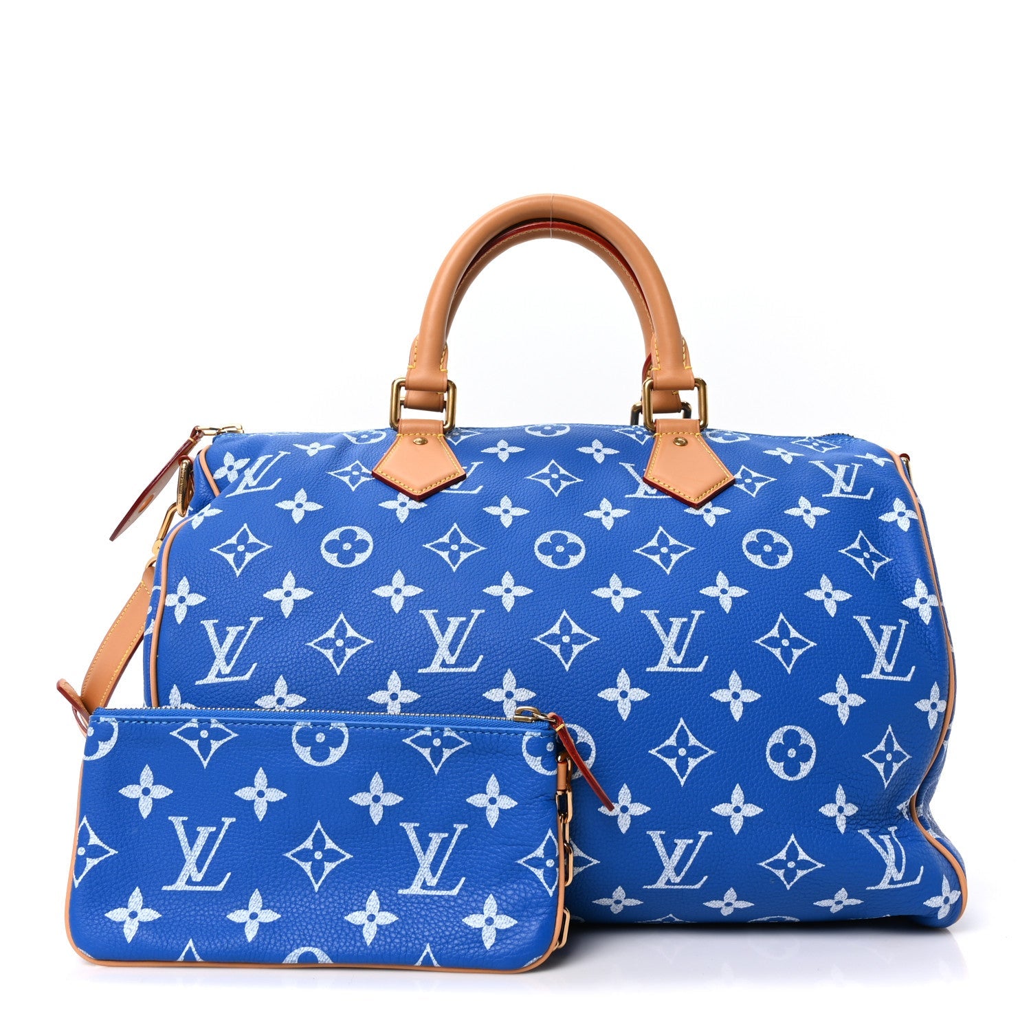 Louis Vuitton Calfskin Monogram Speedy P9 Bandouliere 40 Blue