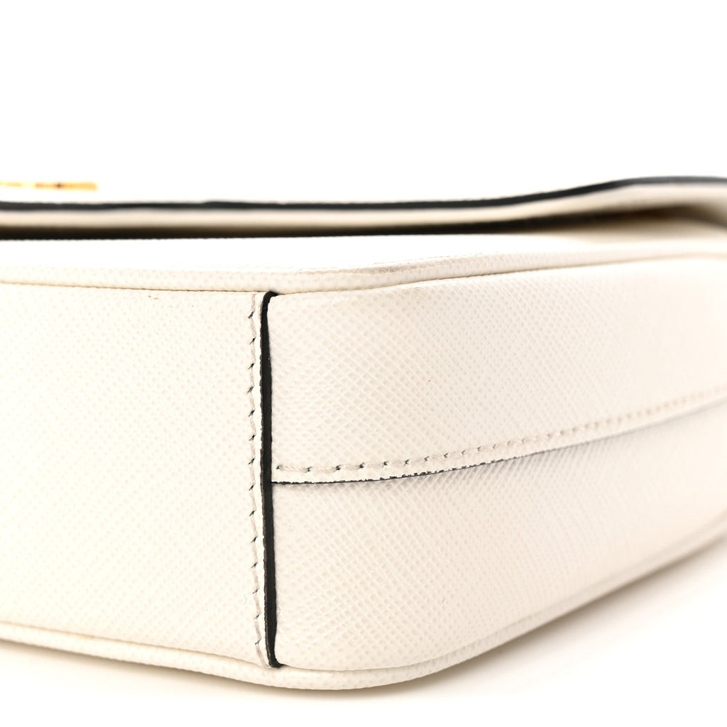 Prada Saffiano Flap Shoulder Bag Talco