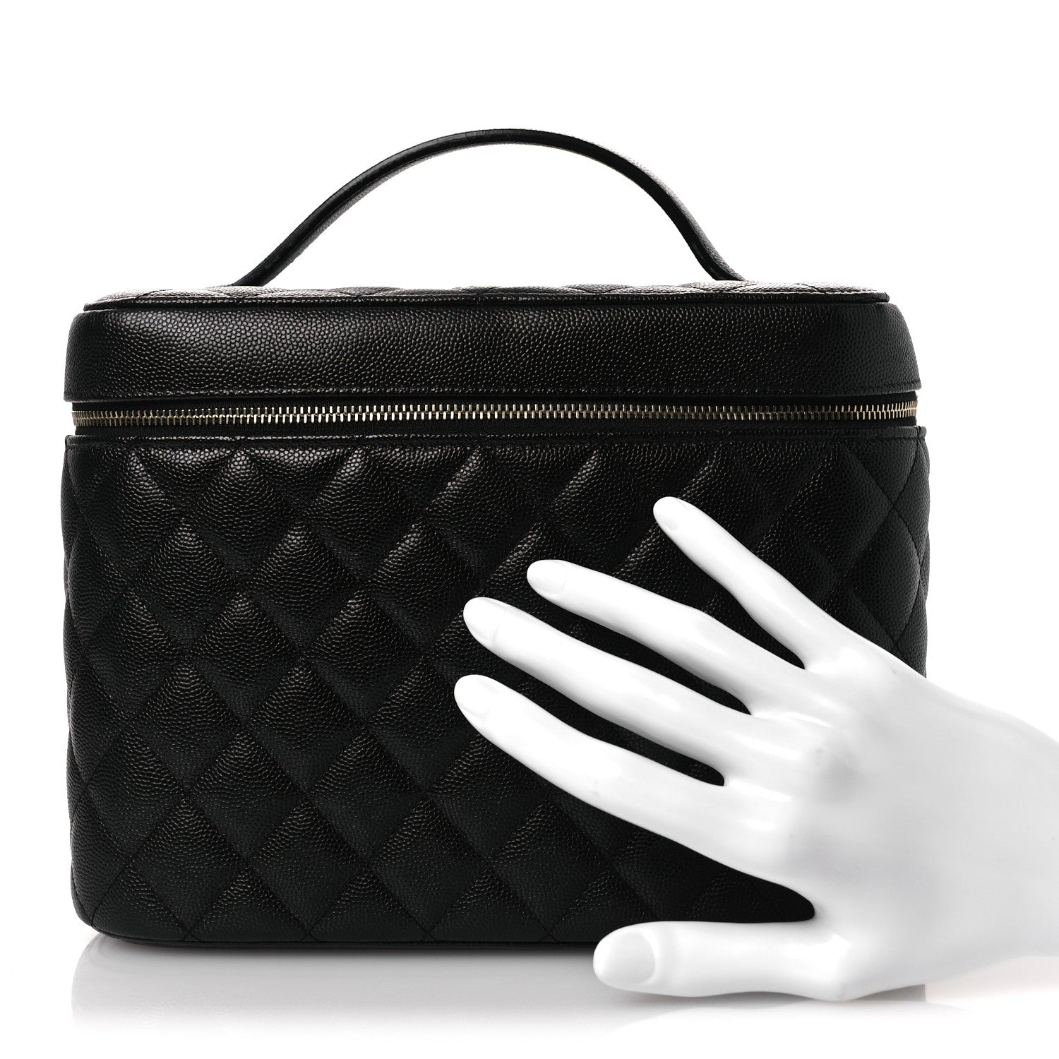 Caviar Quilted Large Vanity Pouch Black