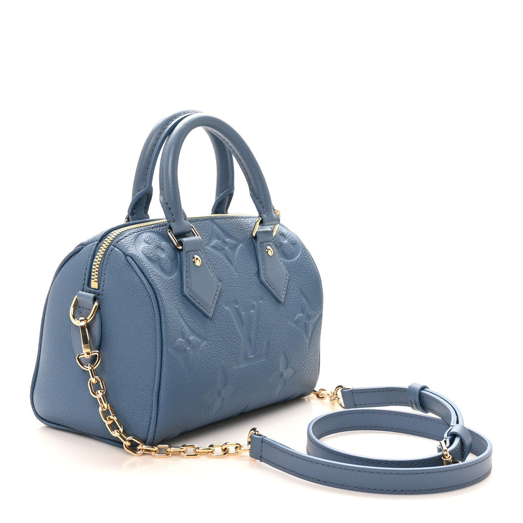 Louis Vuitton Metallic Empreinte Monogram Giant Speedy Bandouliere 20 Navy Nacre