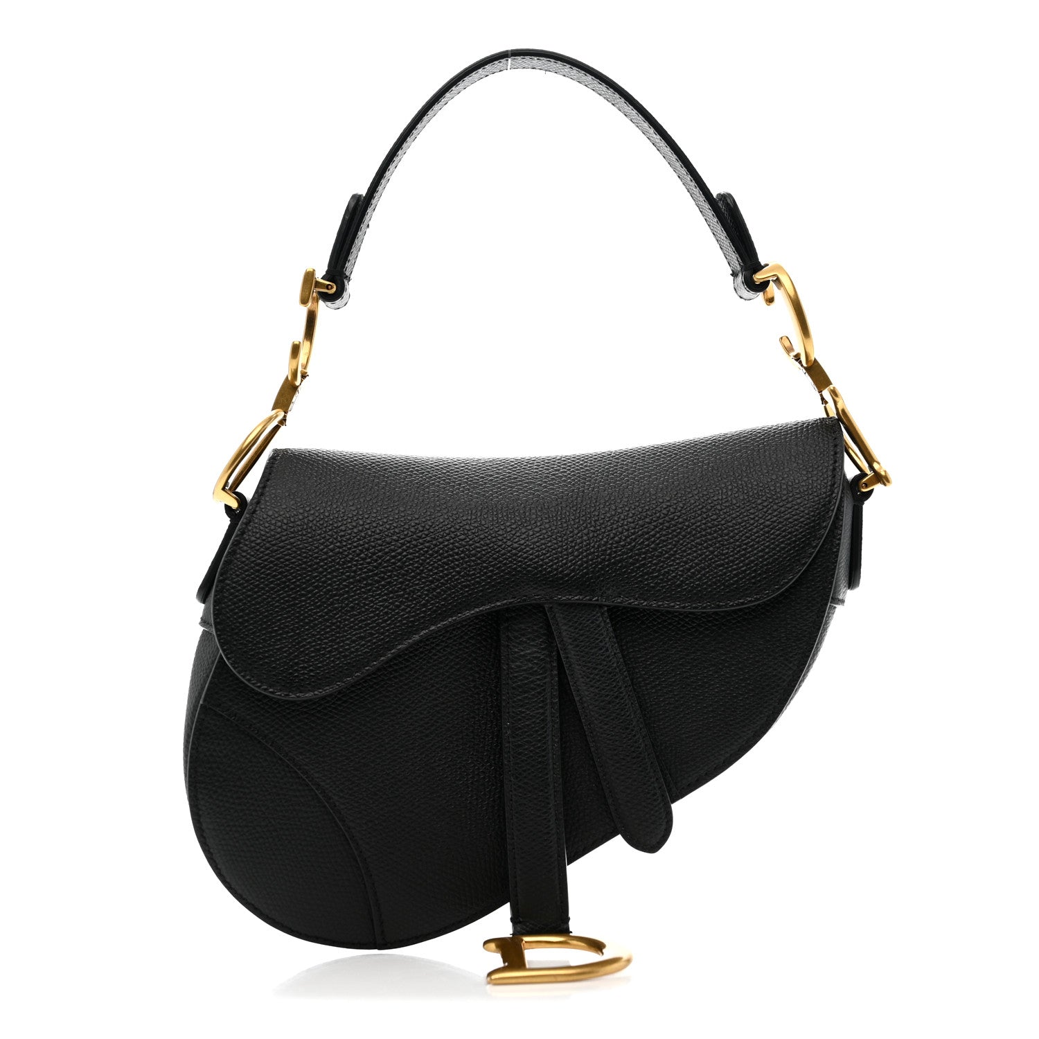 Christian Dior Grained Calfskin Mini Saddle Bag Black