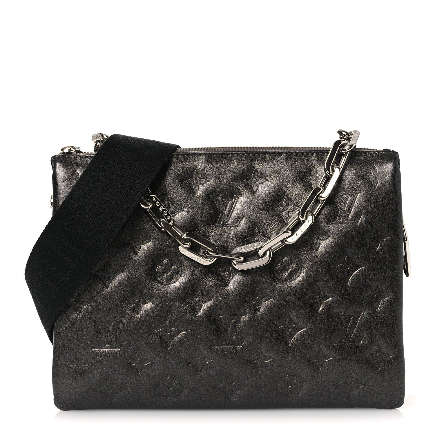 Louis Vuitton Lambskin Embossed Monogram Coussin PM Anthracite