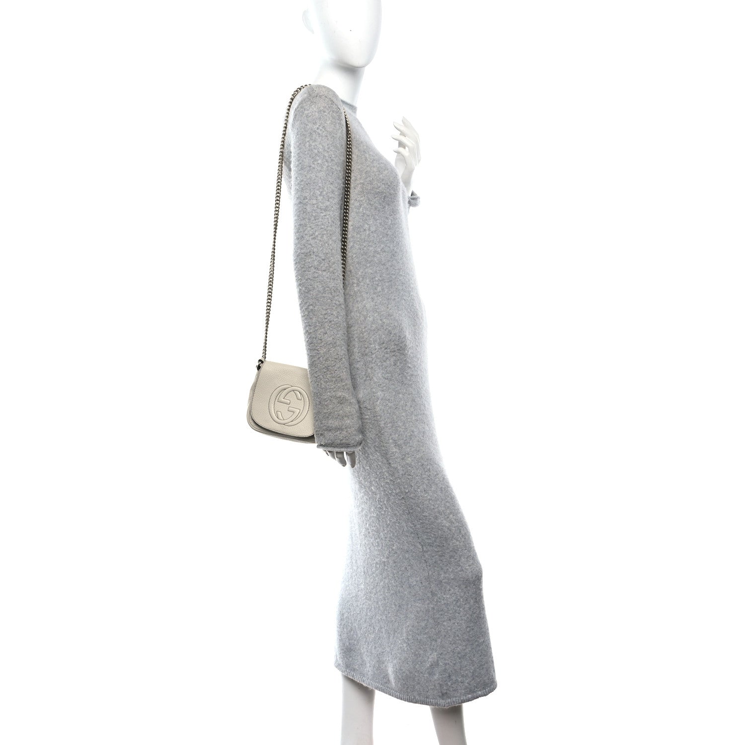 Gucci Pebbled Calfskin Small Soho Flap Crossbody Off White