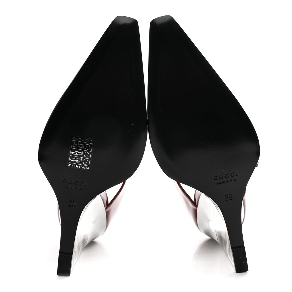 Gucci Regent Calfskin Wedge Mules 39 Rosso Ancora