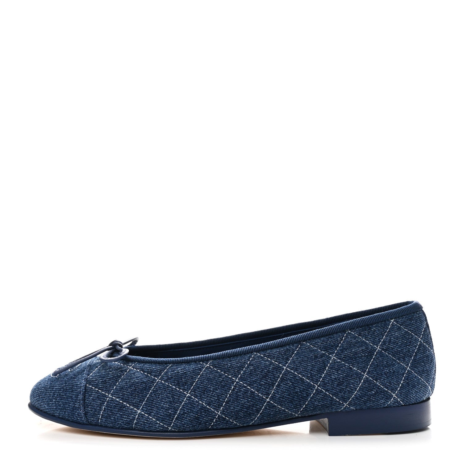 Chanel Washed Denim Quilted Cap Toe CC Ballerina Flats 36.5 Blue