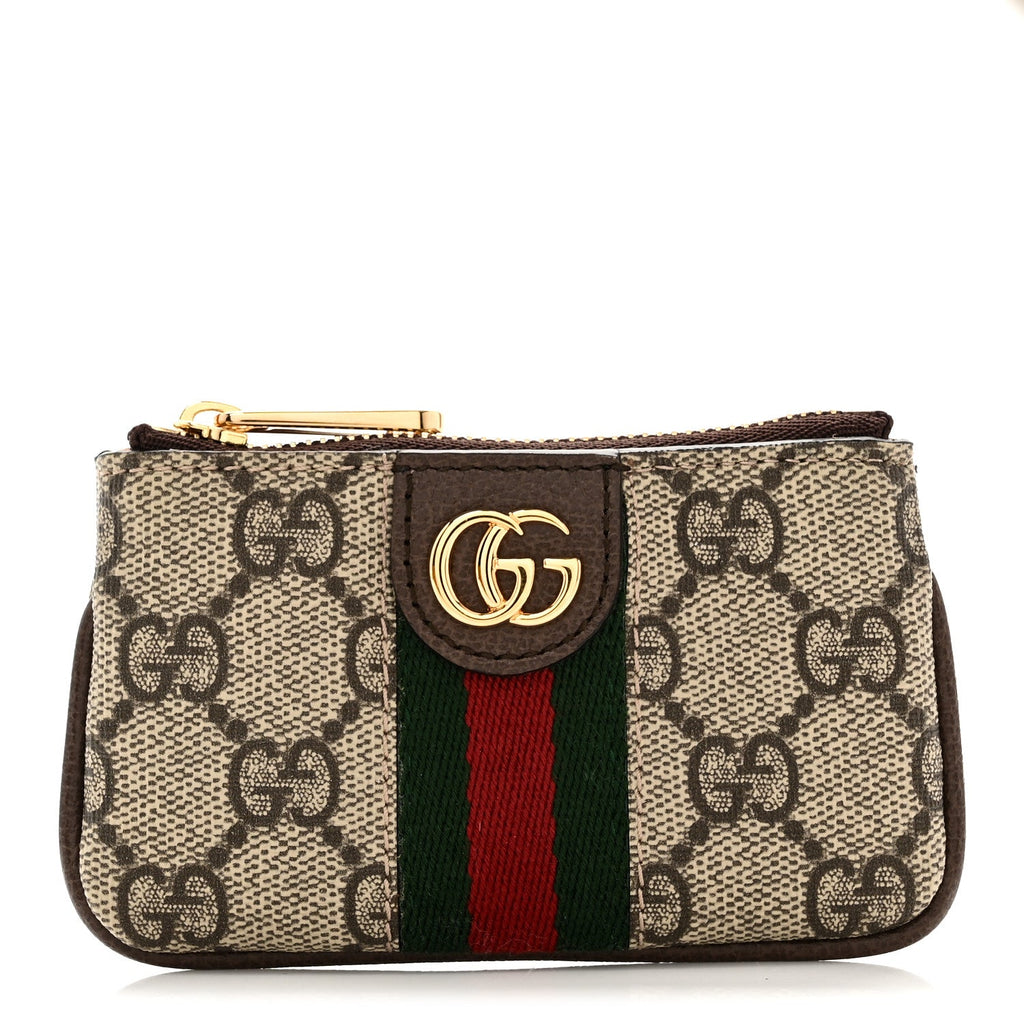 Gucci GG Supreme Monogram Web Ophidia Key Case Beige New Acero