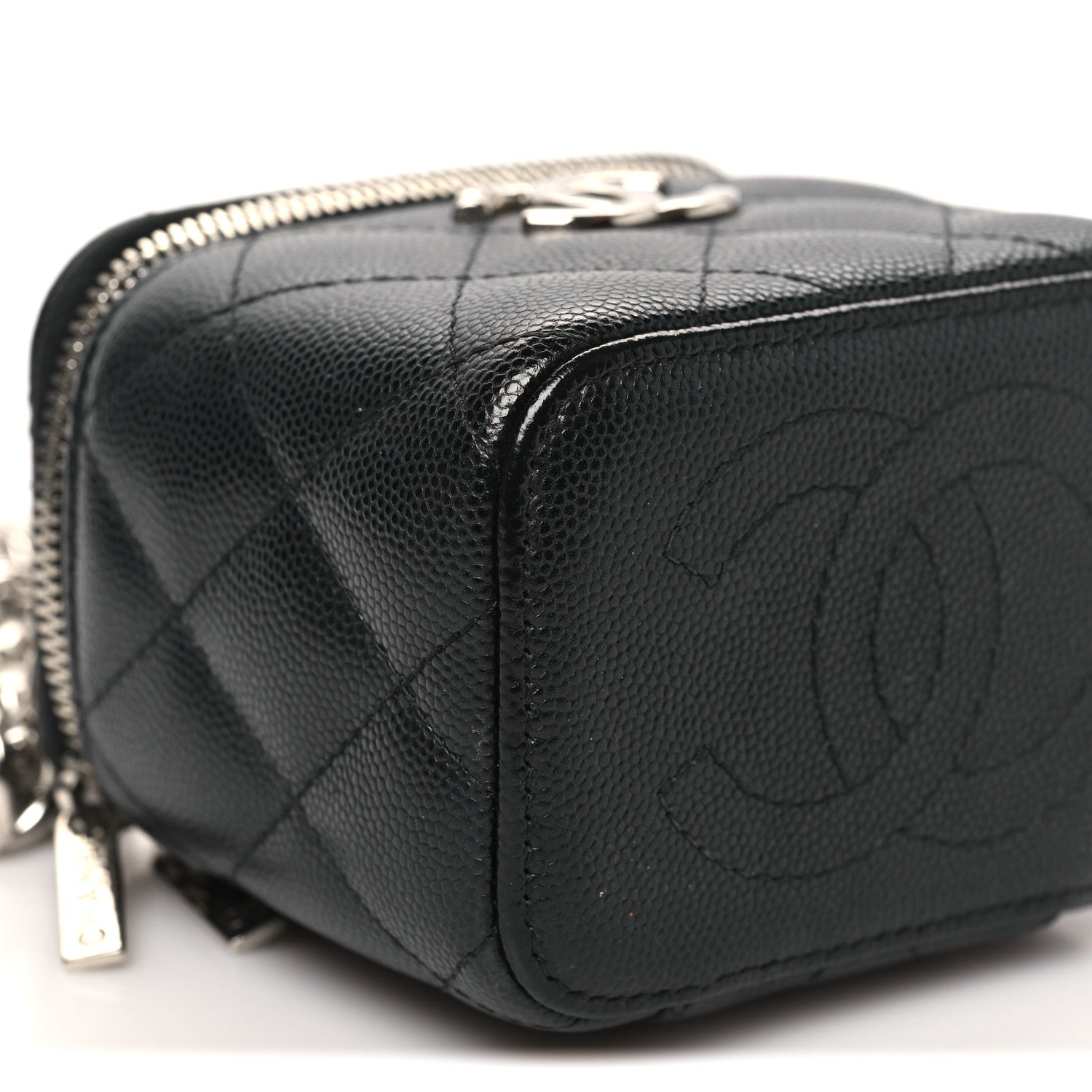 Chanel Caviar Quilted Mini Vanity Case With Chain Black
