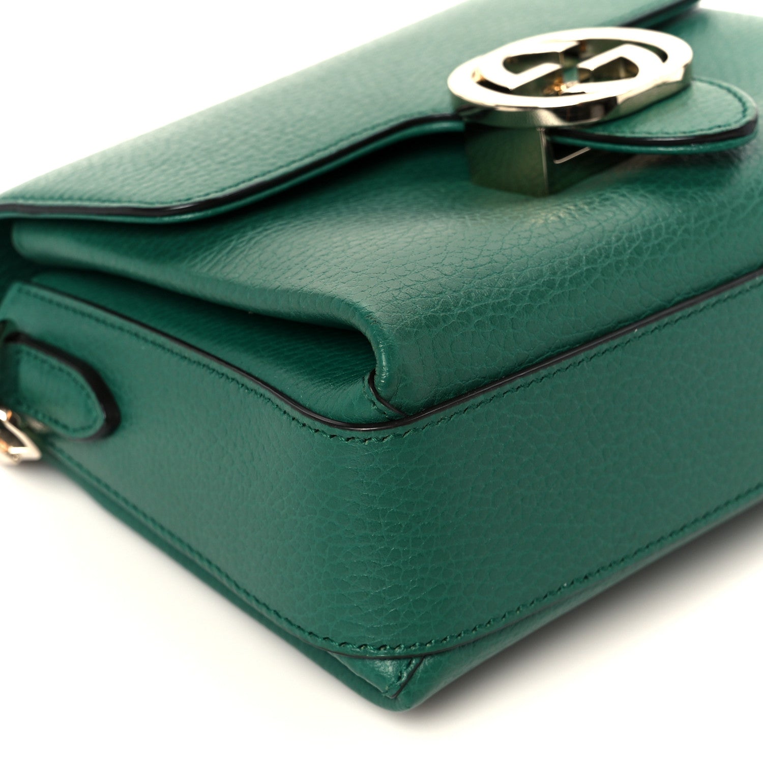 Gucci Dollar Calfskin Interlocking G Crossbody Bag Emerald