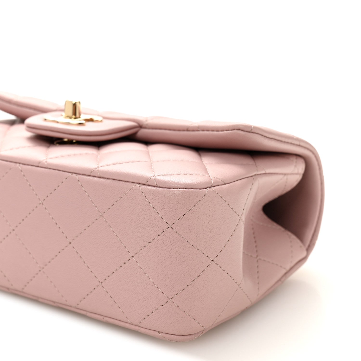 Chanel Lambskin Quilted Mini Top Handle Rectangular Flap Light Pink
