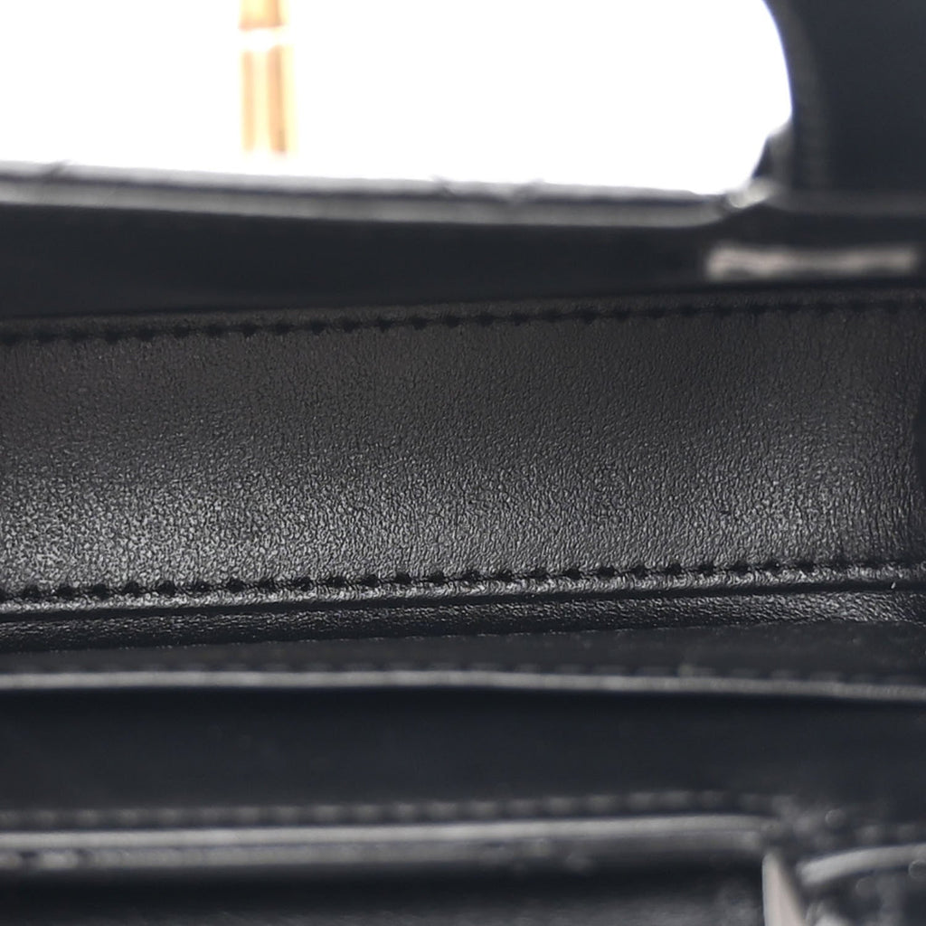 Chanel Shiny Aged Calfskin Quilted Mini Nano Kelly Shopper Black