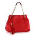 Gucci Pebbled Calfskin Medium Soho Chain Shoulder Bag Tabasco Red
